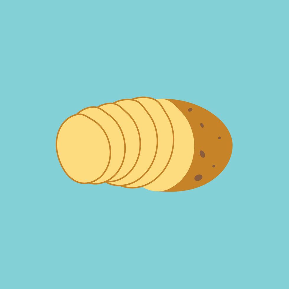 Potatoes illustration. Isolated blue background. Potato slice vector