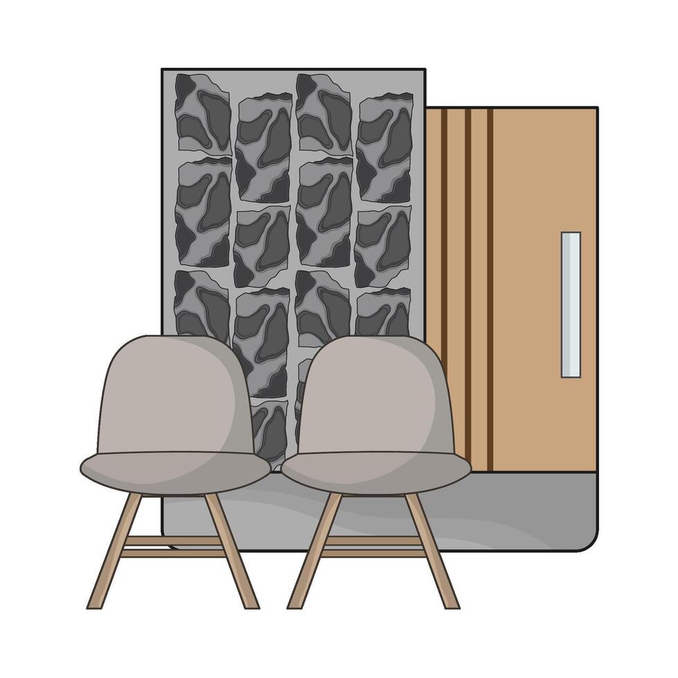 illustration of wall with chair vector