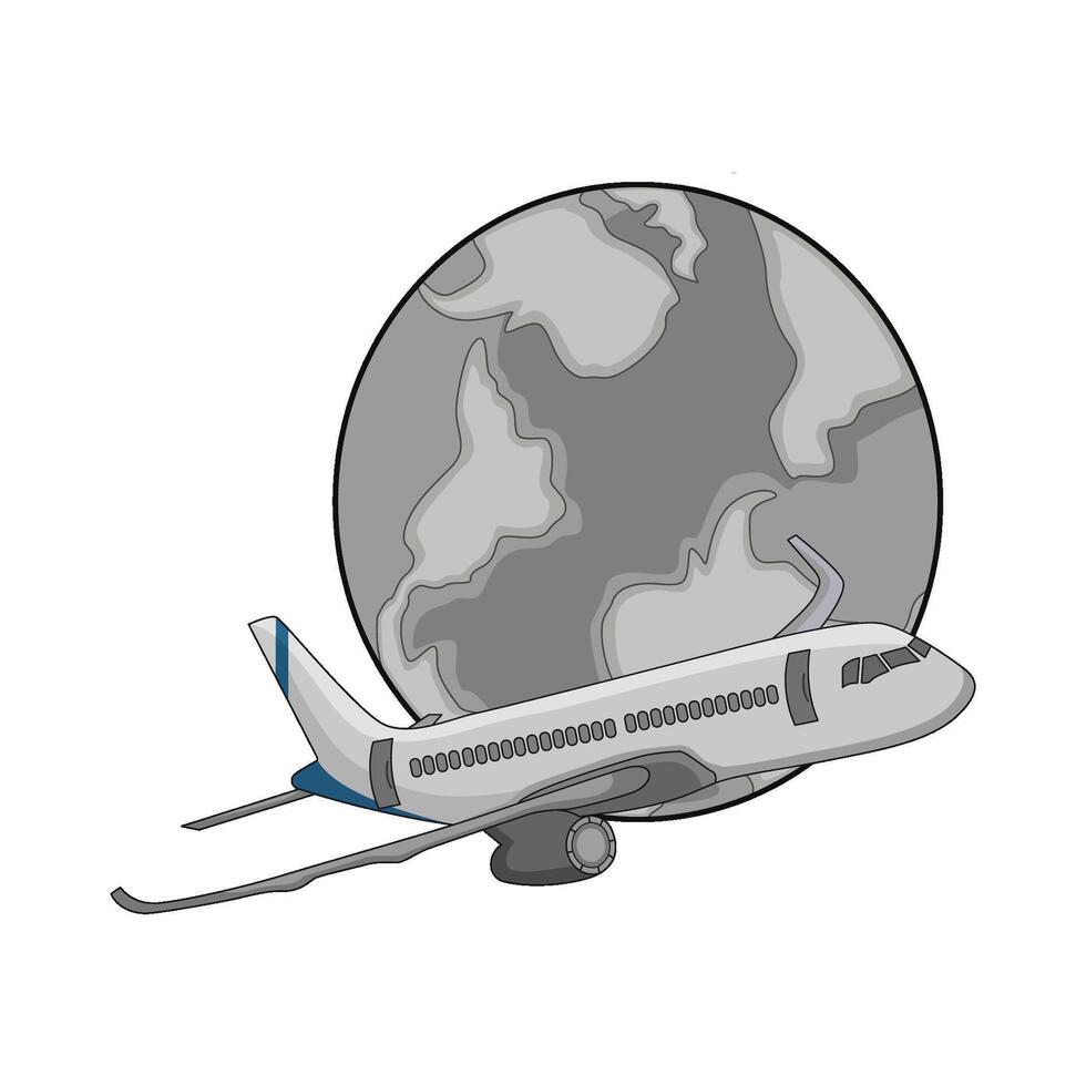 illustration of airplane and globe vector