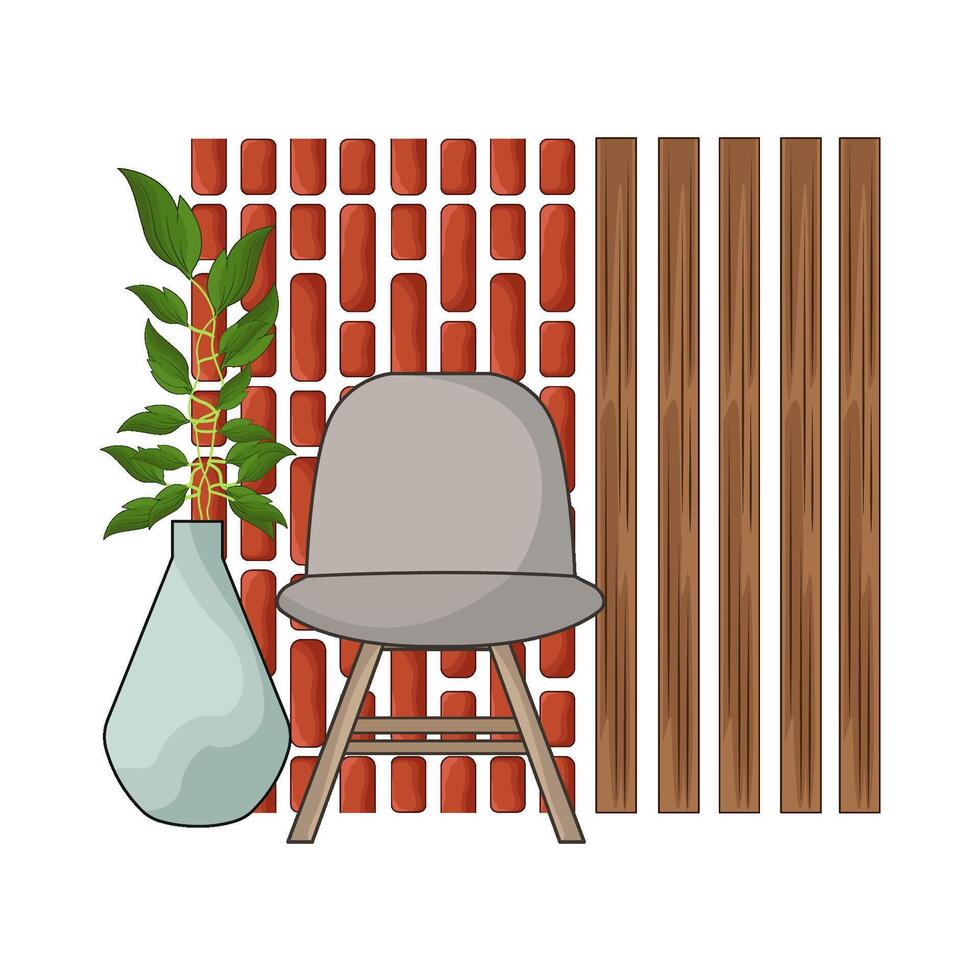 illustration of wall with chair vector
