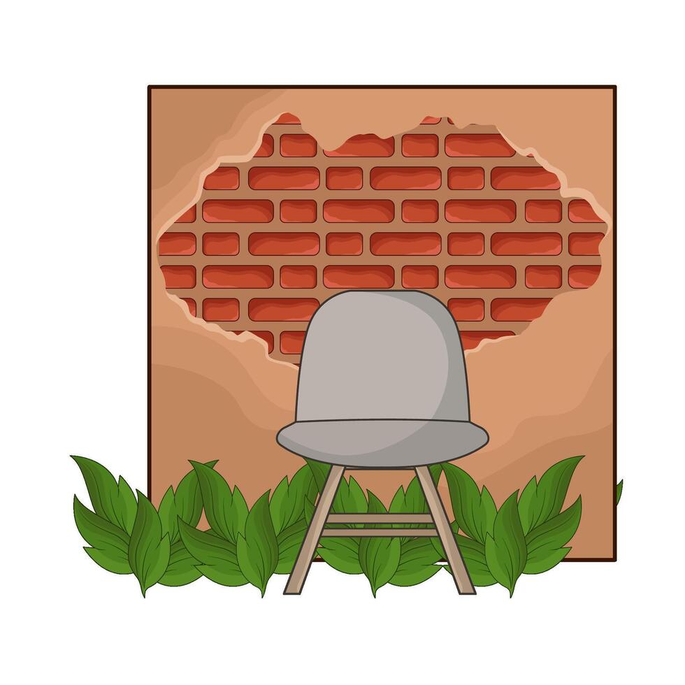 illustration of wall with chair vector