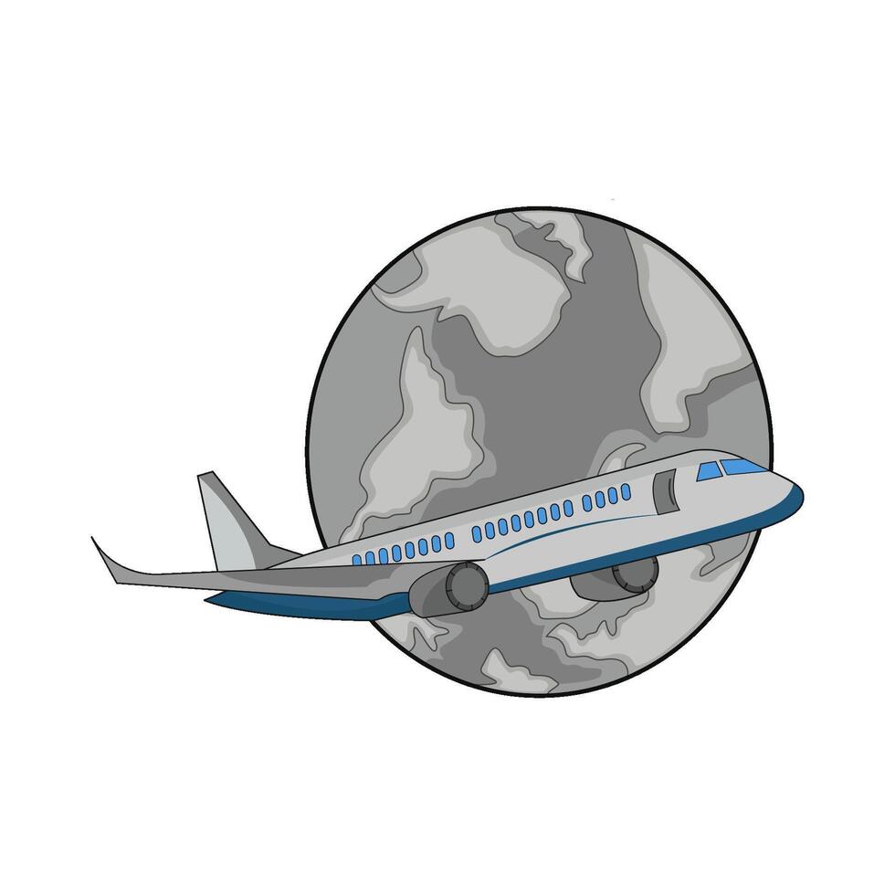 illustration of airplane and globe vector