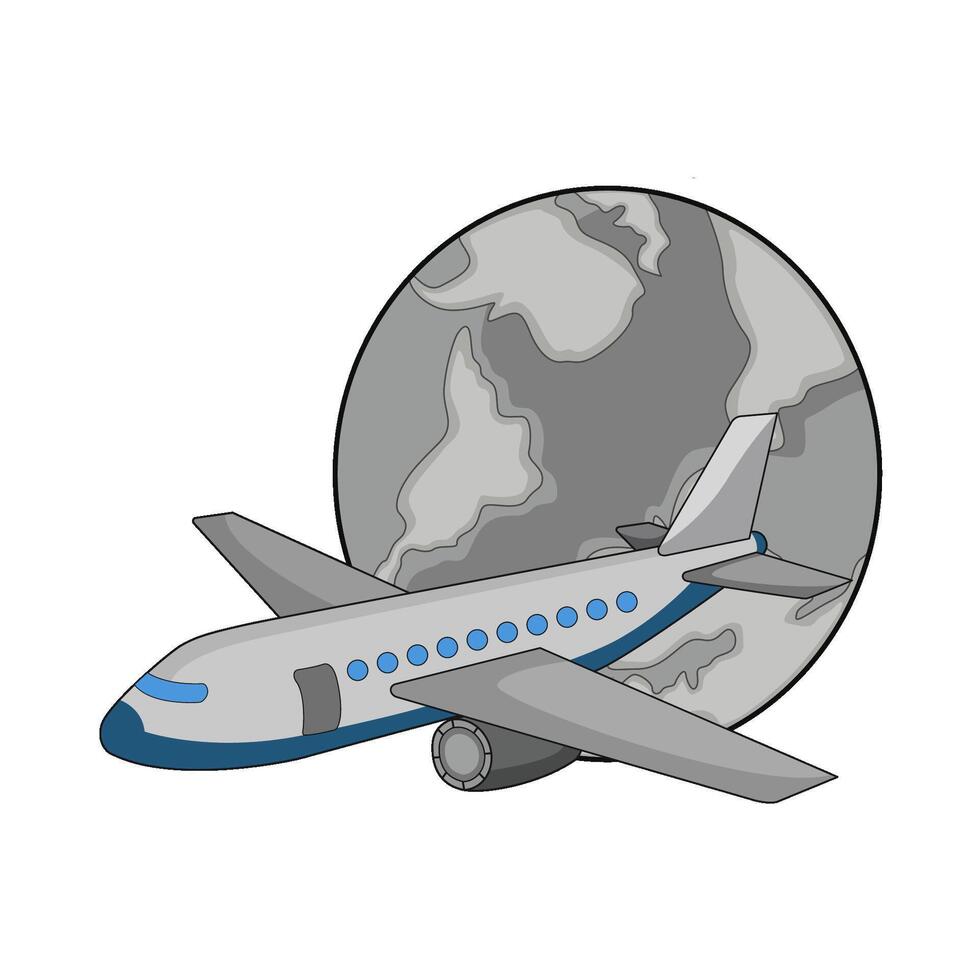 illustration of airplane and globe vector