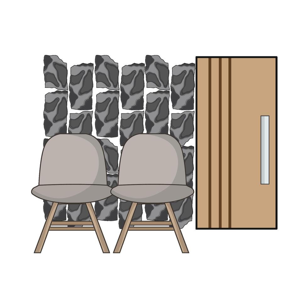 illustration of wall with chair vector