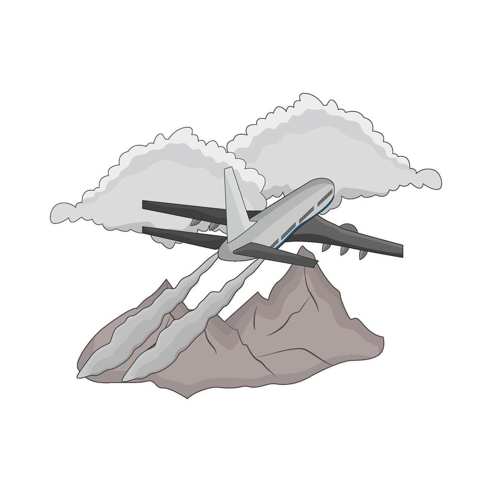 illustration of airplane on mountain vector