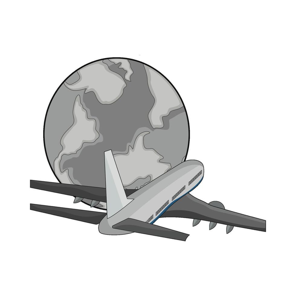 illustration of airplane and globe vector