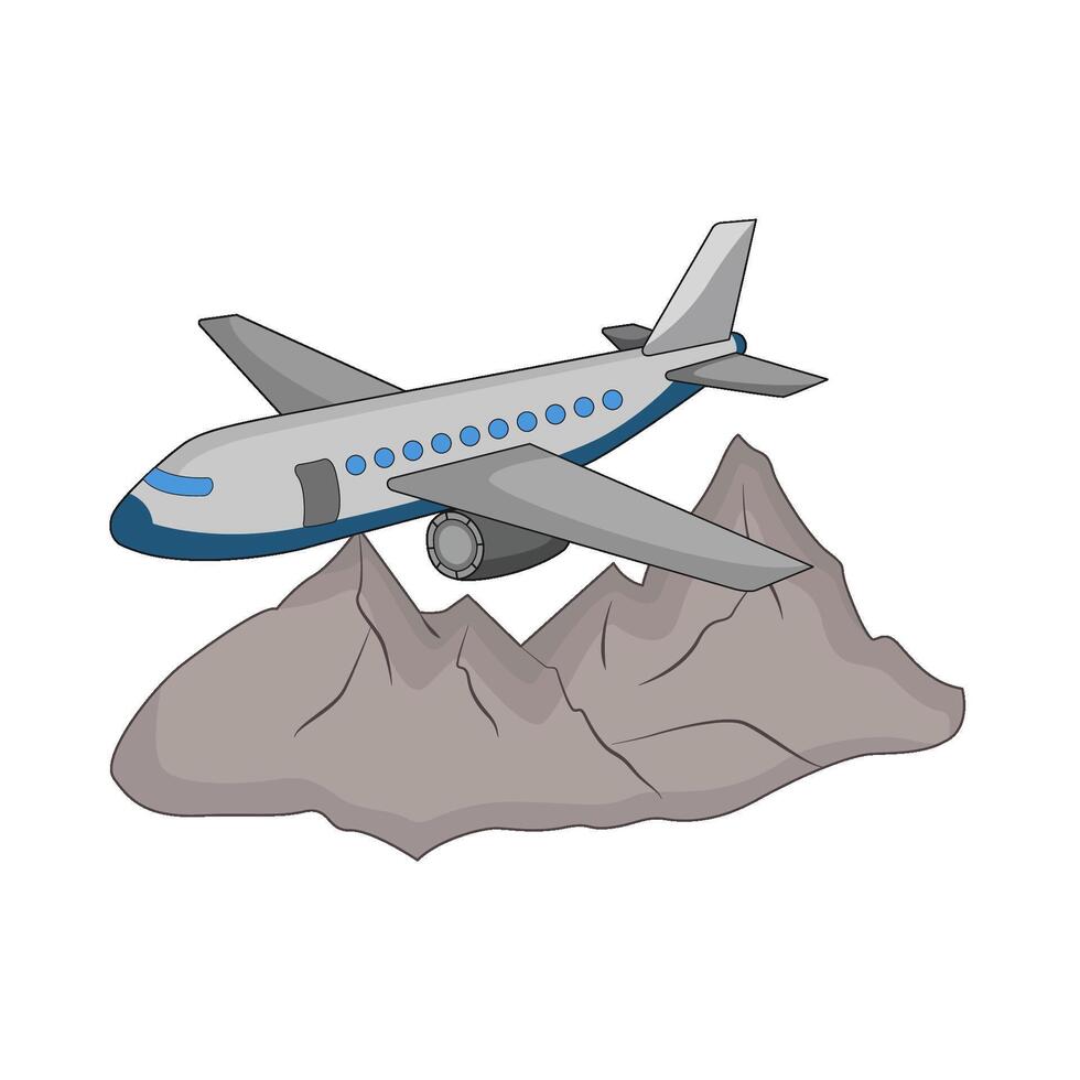 illustration of airplane on mountain vector