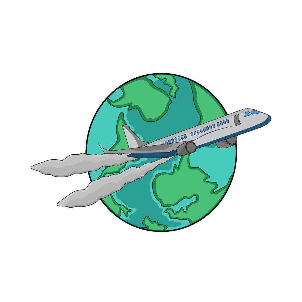 illustration of airplane and globe vector