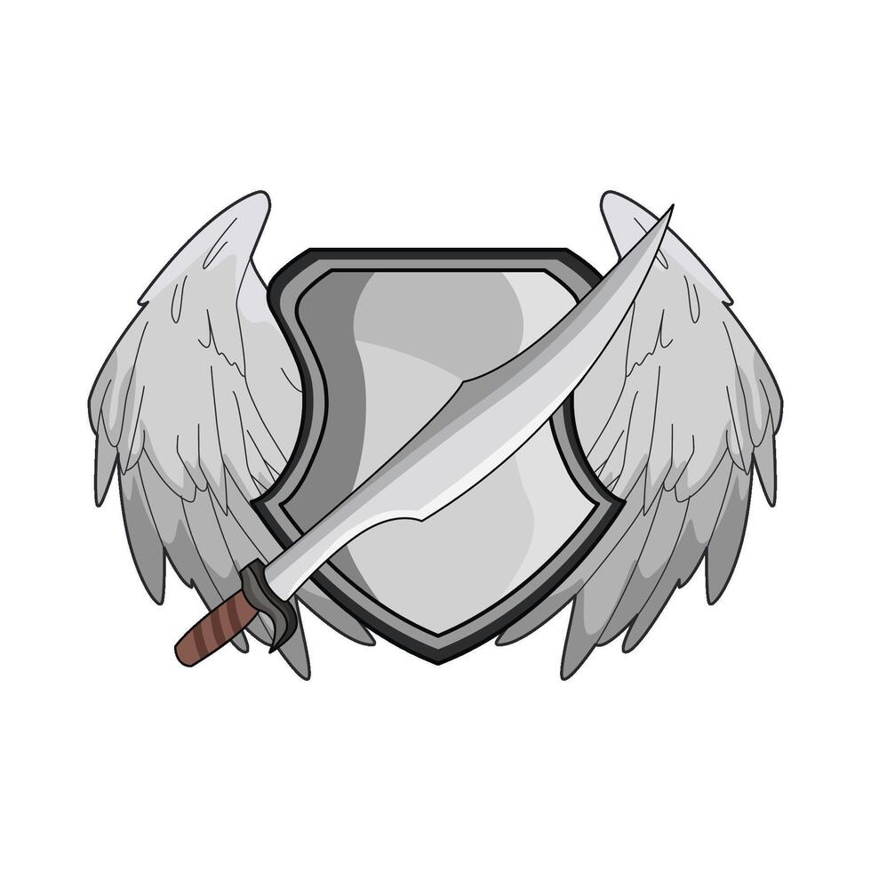 illustration of winged shield and sword vector