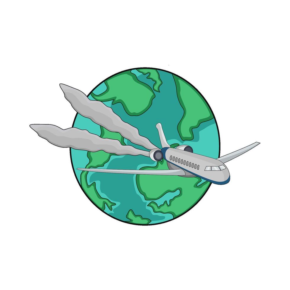 illustration of airplane and globe vector