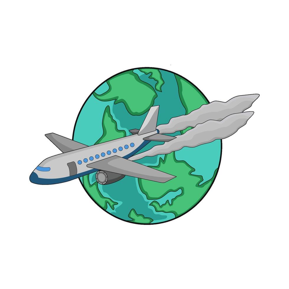 illustration of airplane and globe vector