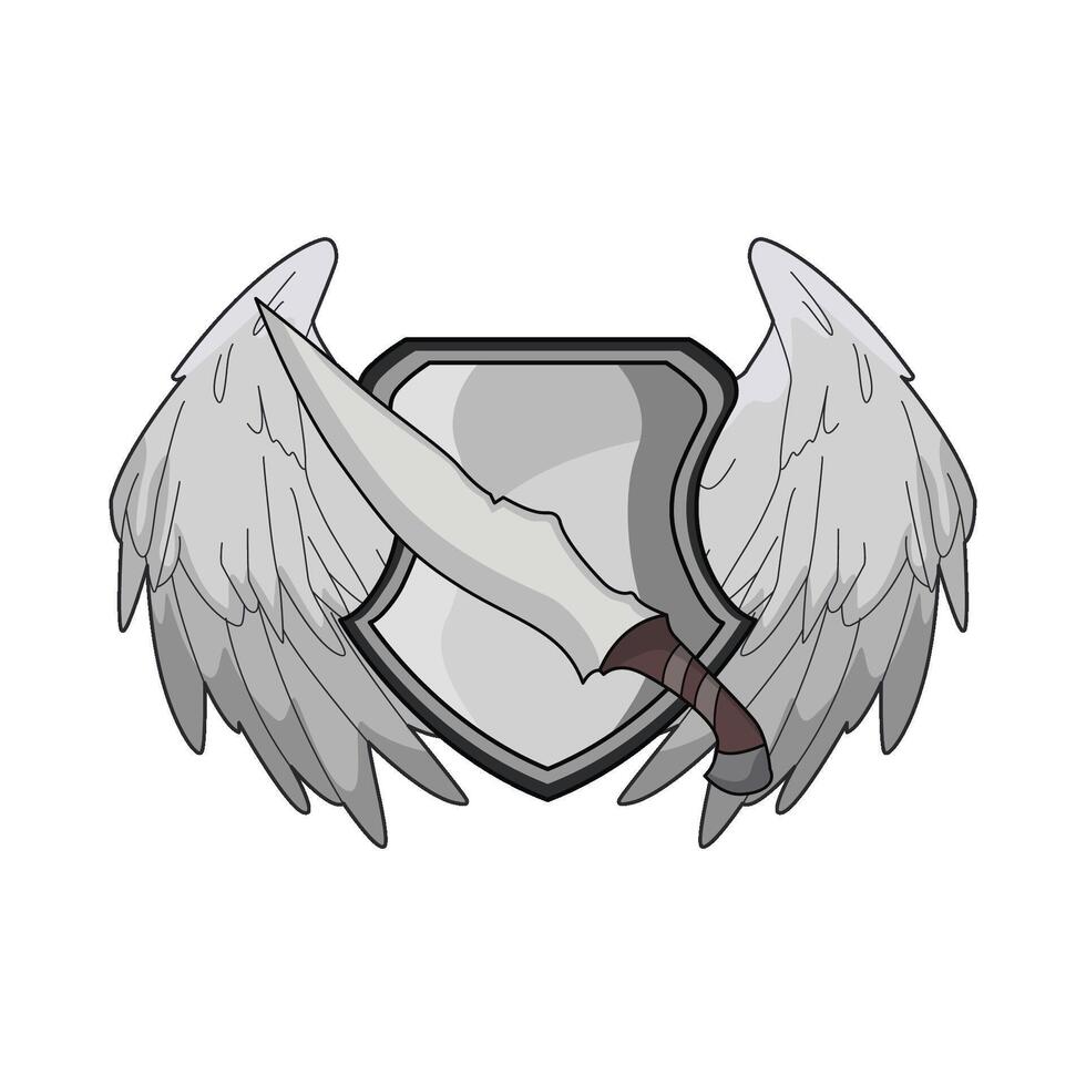 illustration of winged shield and sword vector