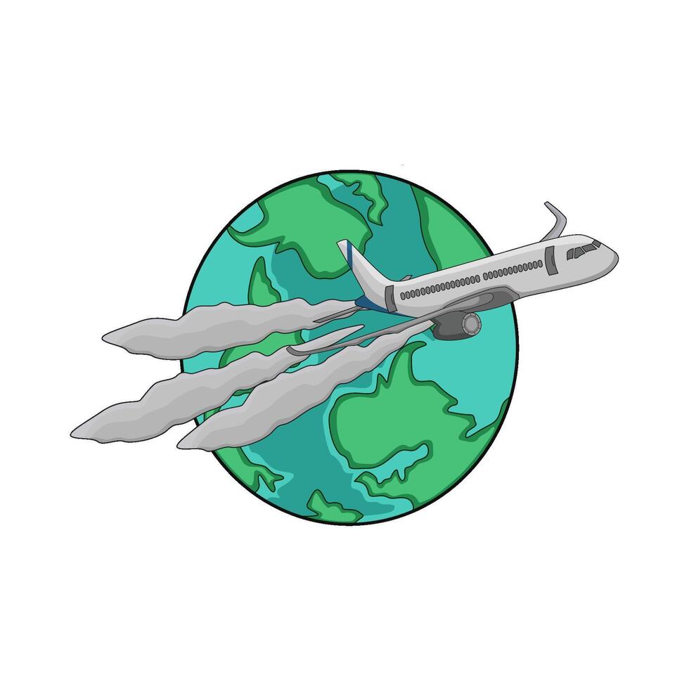 illustration of airplane and globe vector