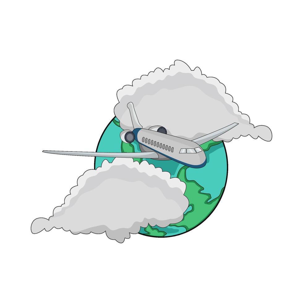 illustration of airplane and globe vector