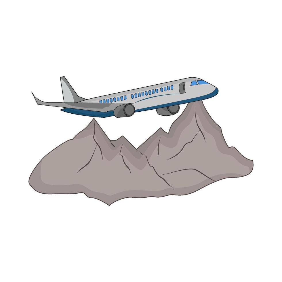 illustration of airplane on mountain vector