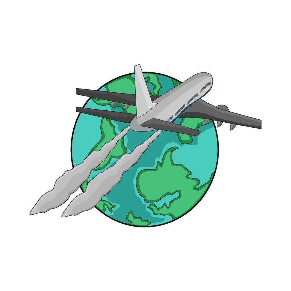 illustration of airplane and globe vector