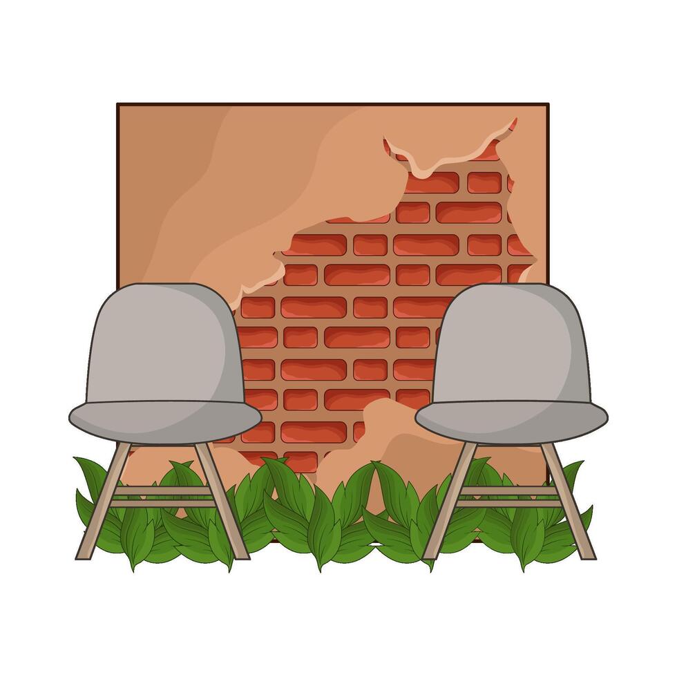 illustration of wall with chair vector