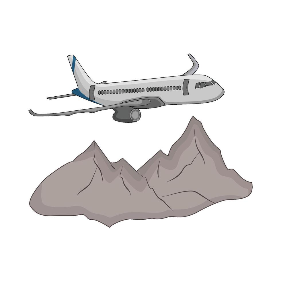 illustration of airplane on mountain vector