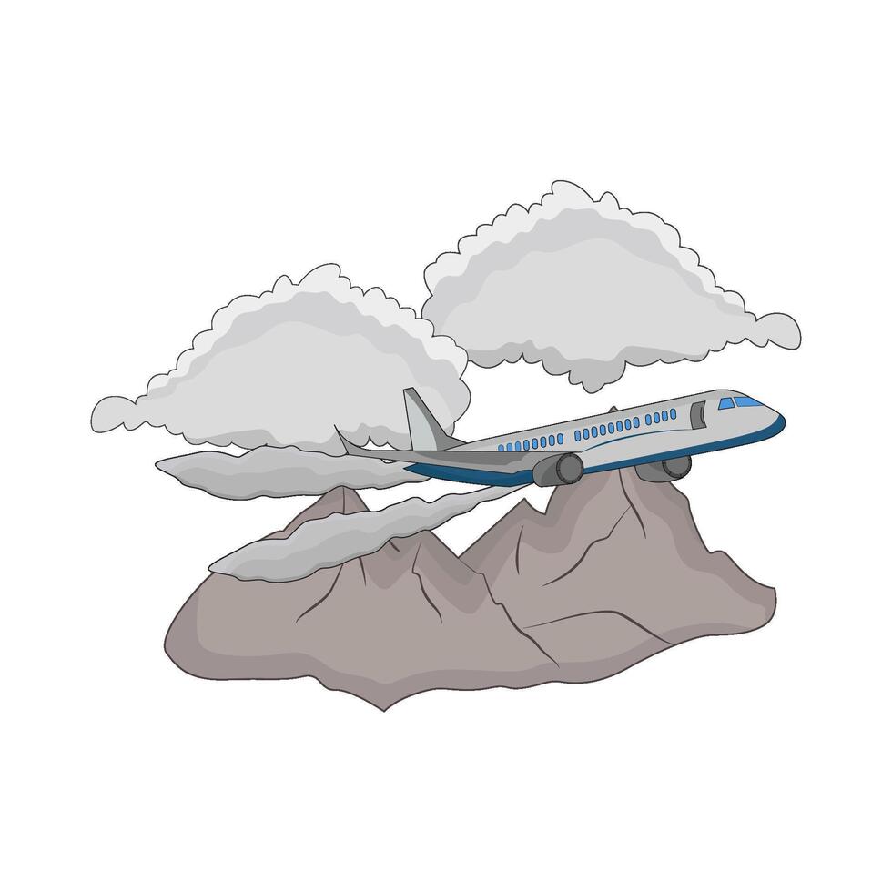illustration of airplane on mountain vector