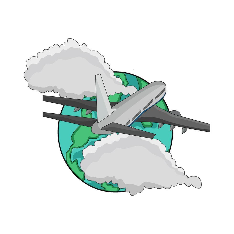illustration of airplane and globe vector
