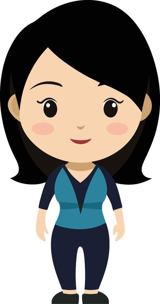 Art and Illustration of Chibi girl, Chibi lady, chibi women. vector