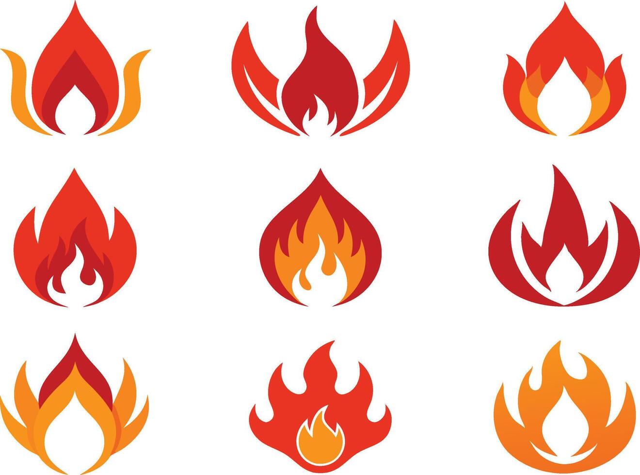 Fire symbol silhouette image set on transparent background vector