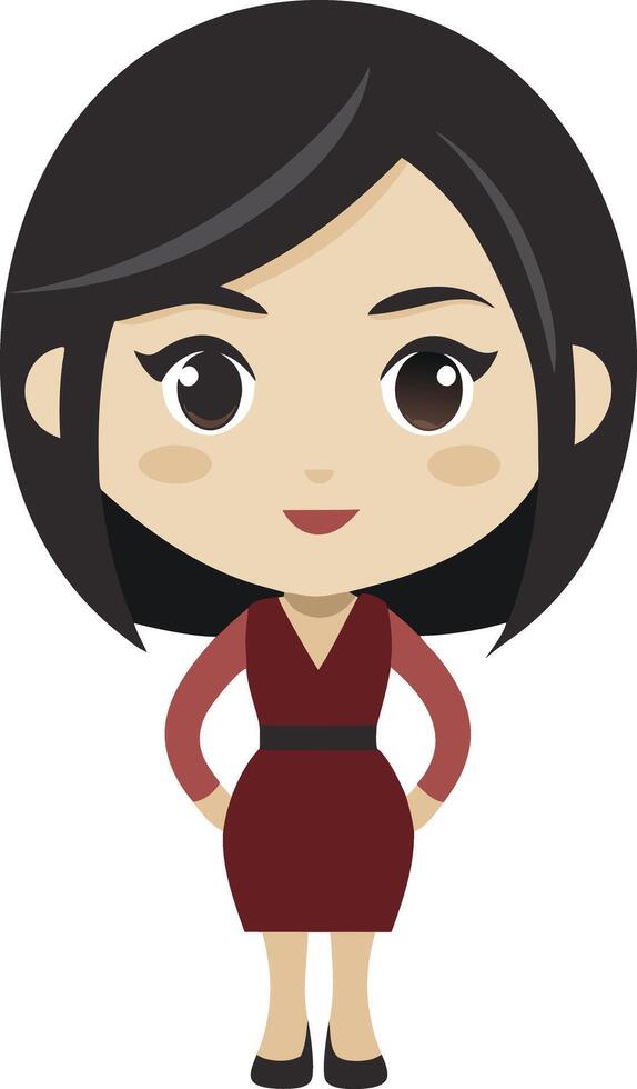 Art and Illustration of Chibi girl, Chibi lady, chibi women. vector