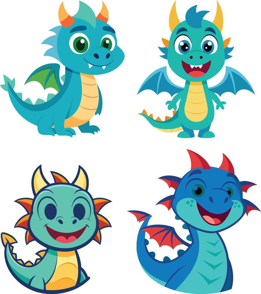 Art and illustration of kids logo style Dragon image. vector