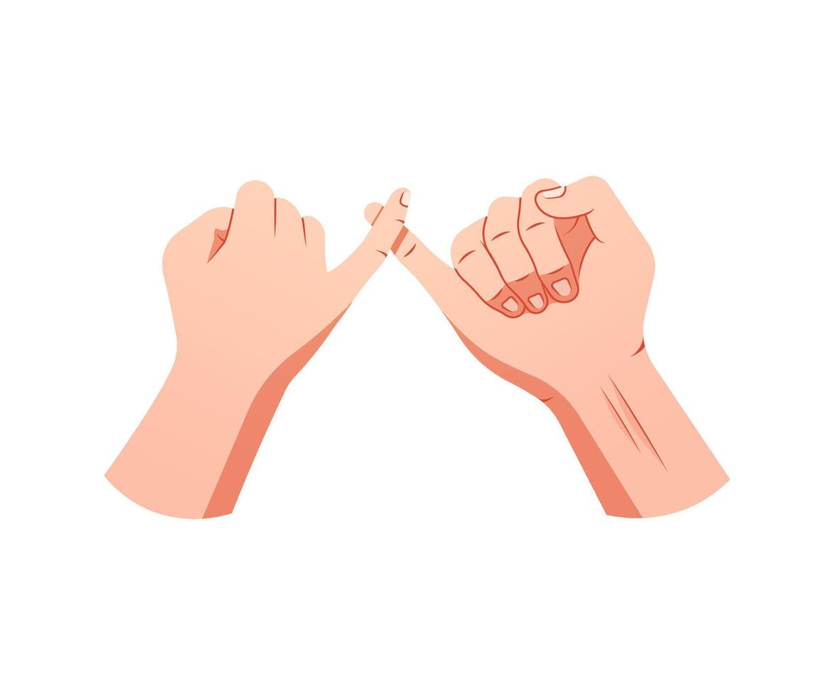 Hands to Pinky promise isolated on white background. vector