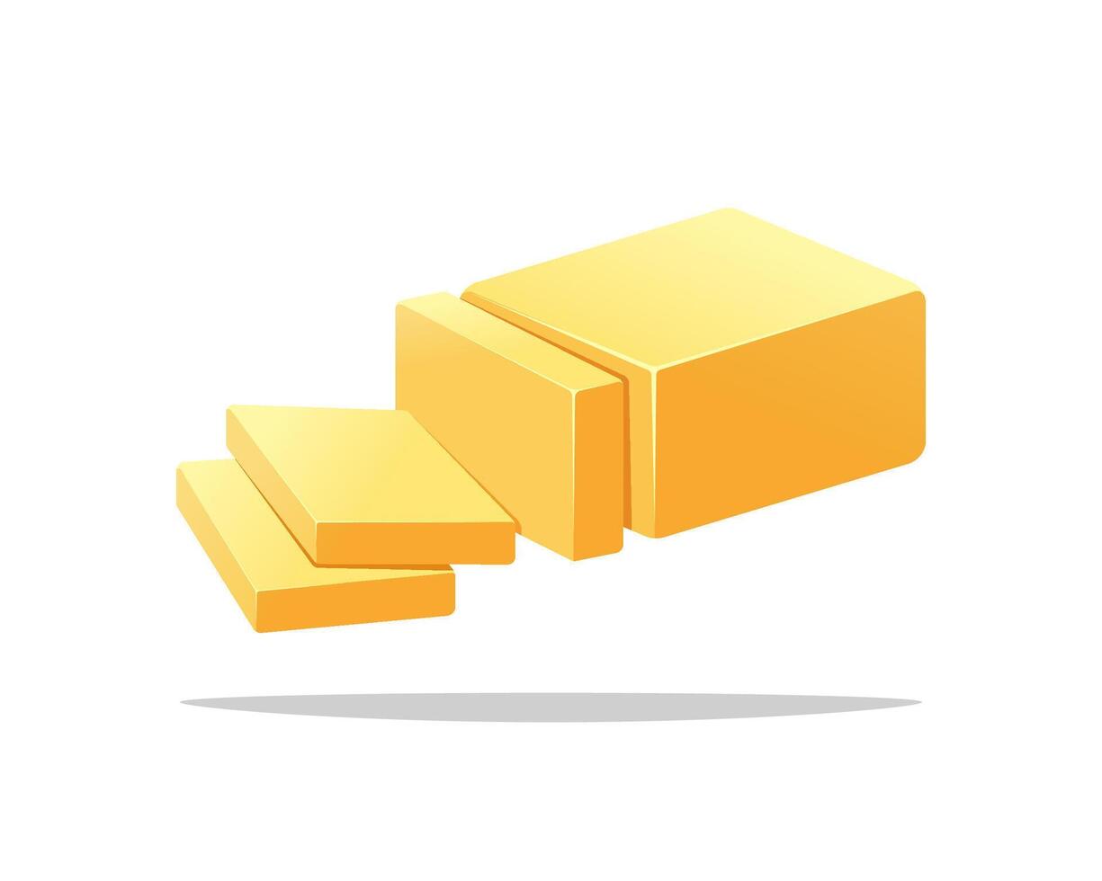 Slice of butter isolated on white background. vector