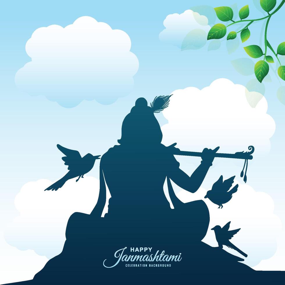Shree krishna janmashtami festival card background vector