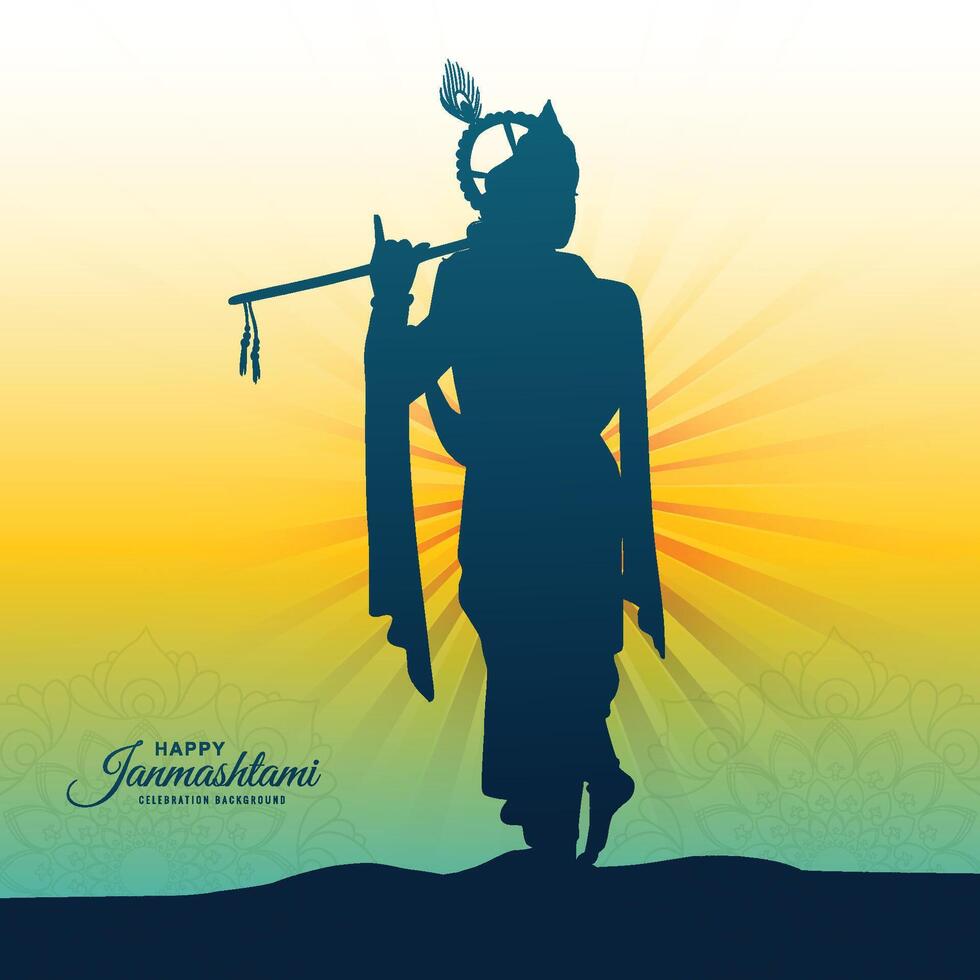 Indian hindu festival of janmashtami celebration card background vector
