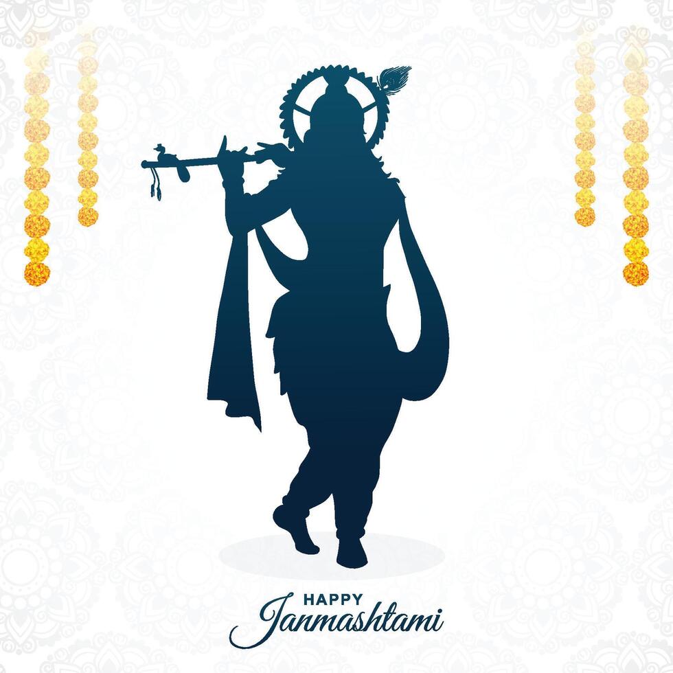 Shree krishna janmashtami festival holiday card background vector