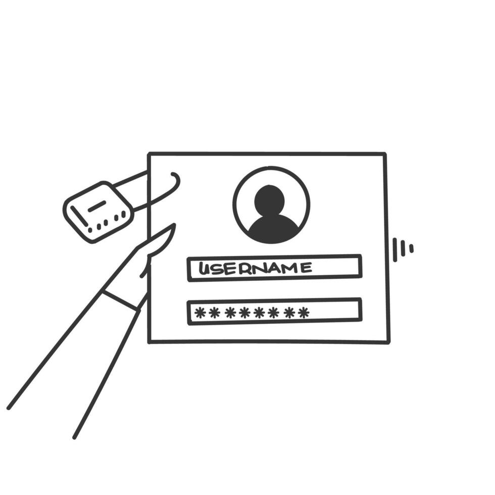 hand drawn doodle user name pasword bar form authentication bar illustration vector