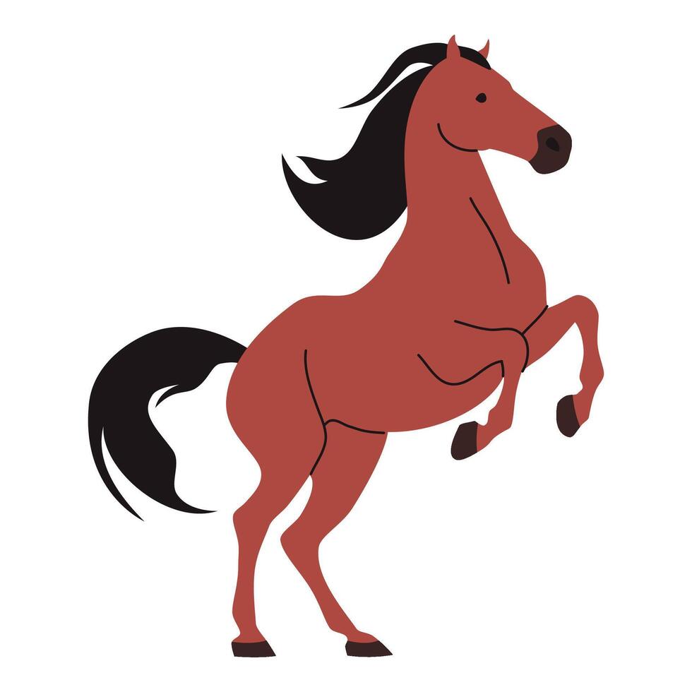 Flat illustration. Rough horse stands on a puff vector