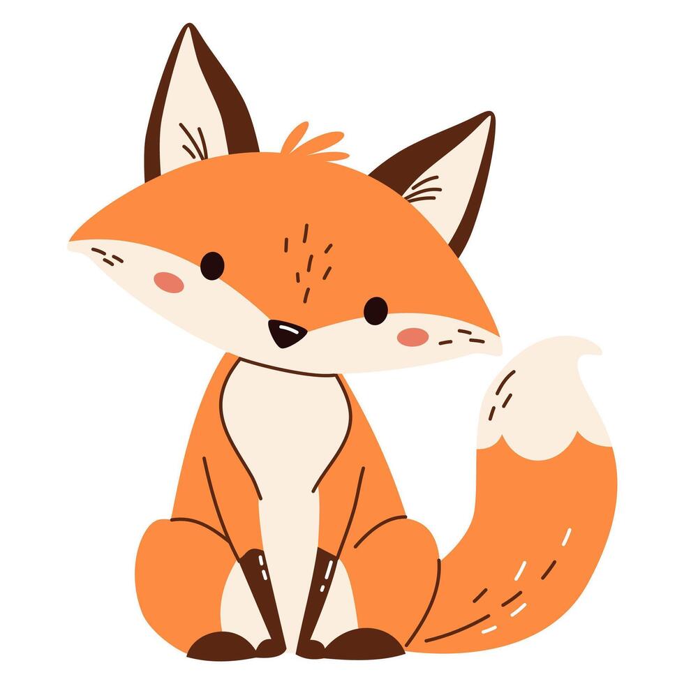 Flat illustration. Cute forest kind fox. Child illustration on white background vector