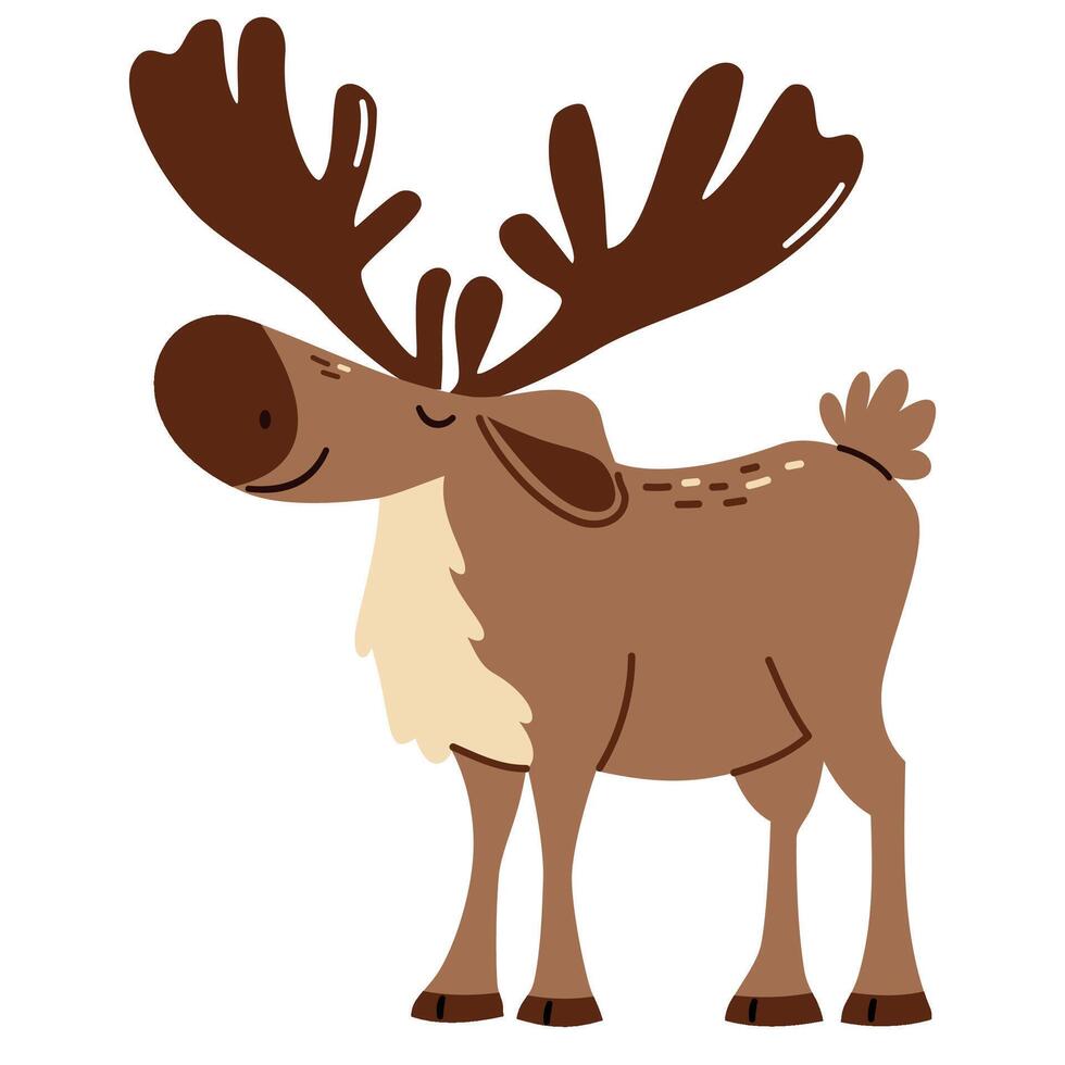 Flat illustration. Cute forest moose. Child illustration on white background vector