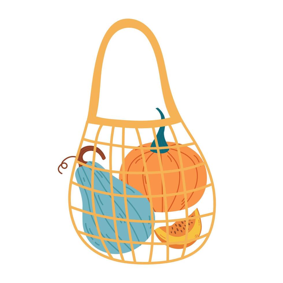 Turtle bag with autumn pumpkins vector