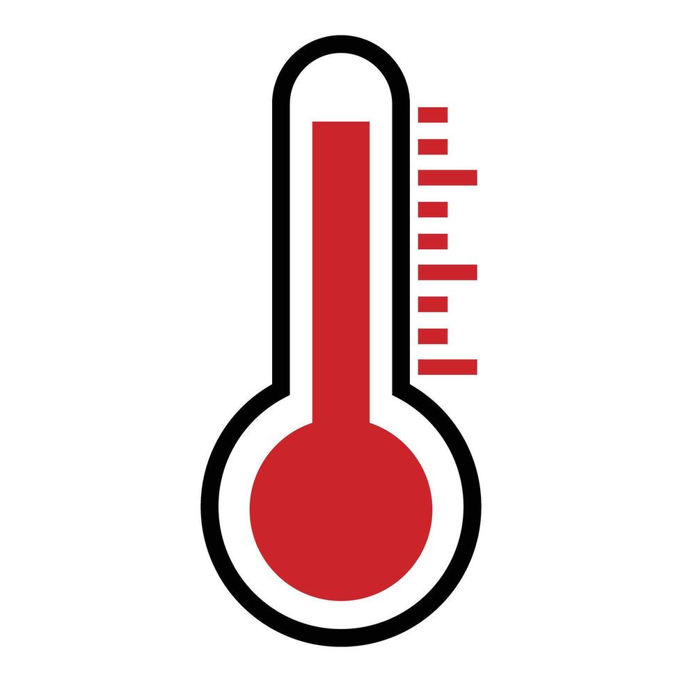 Thermometer icon with high temperature vector