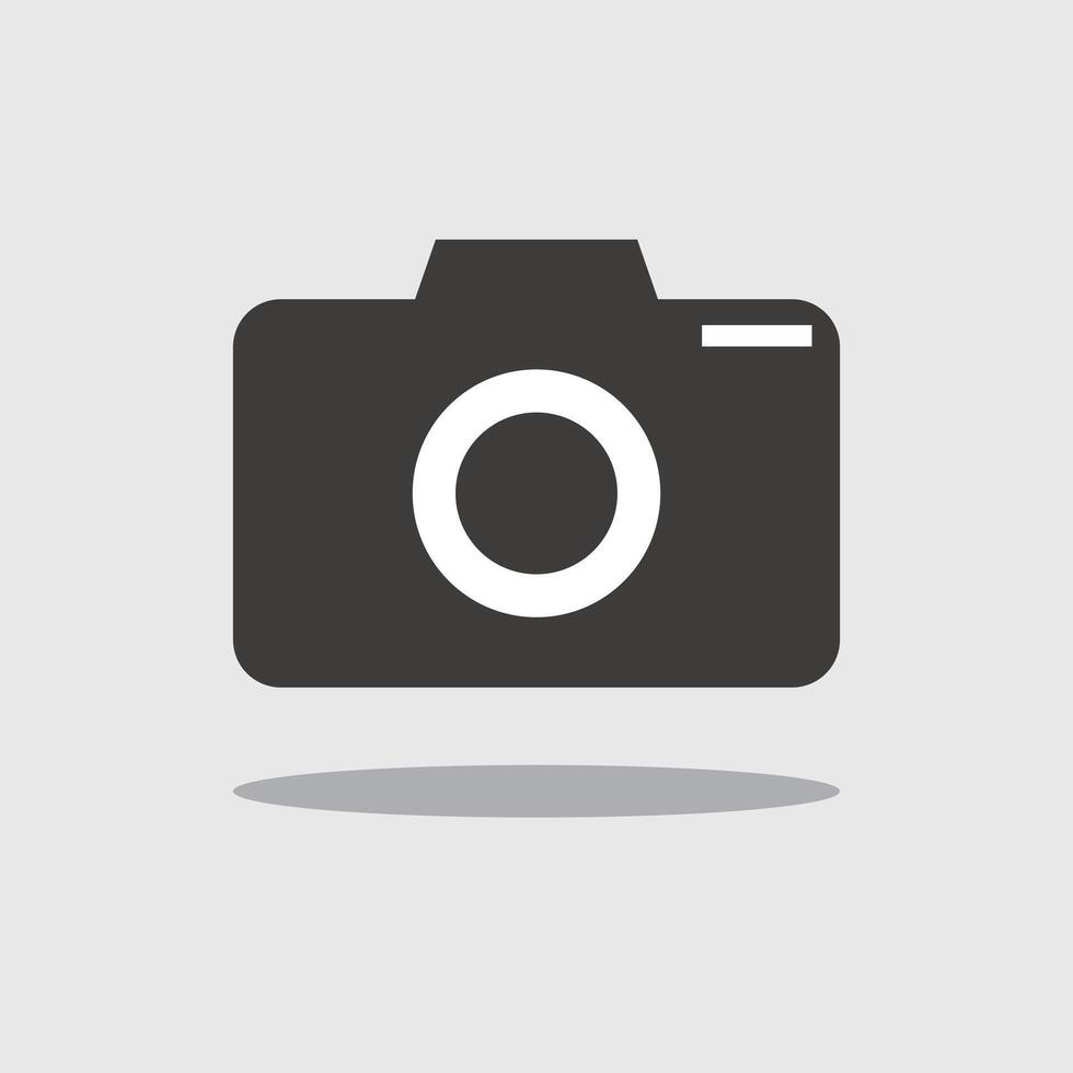 Shaded camera icon isolated on a gray background. vector