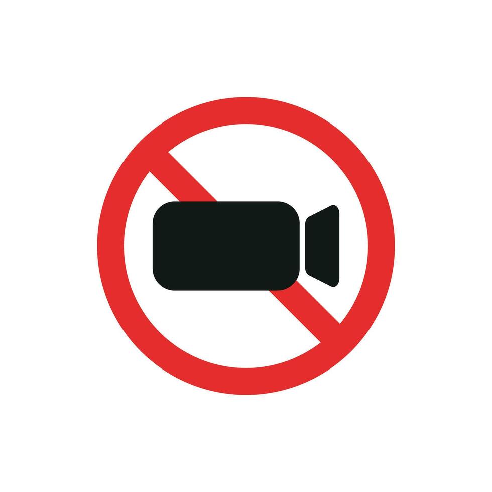 Prohibit photography. Movie camera and stop sign. vector