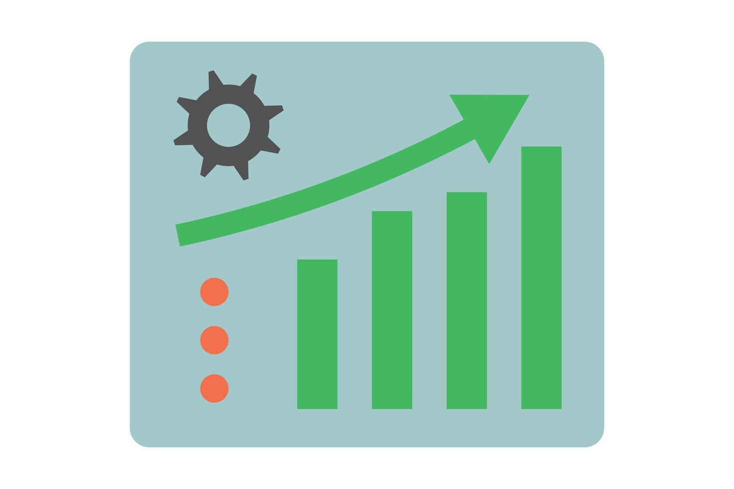 Bar chart and gear icons. Business improvement. Increase in sales. vector