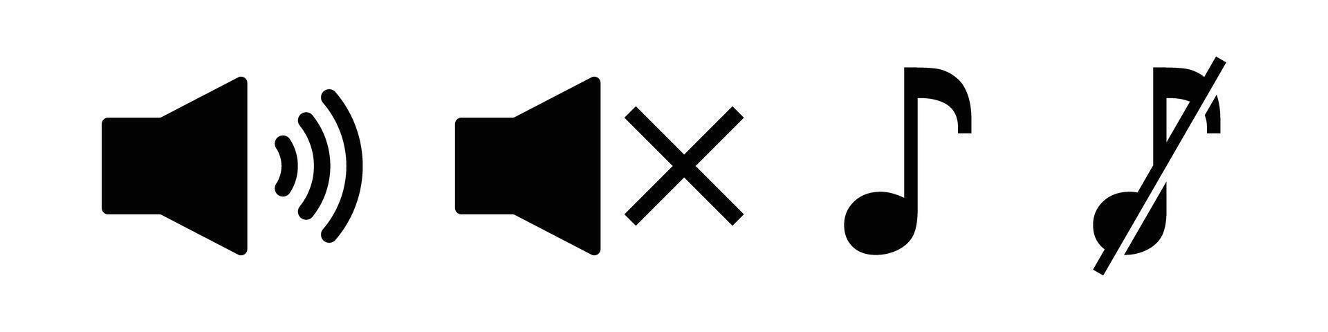 Volume icon and mute icon. A set of musical note icons. vector