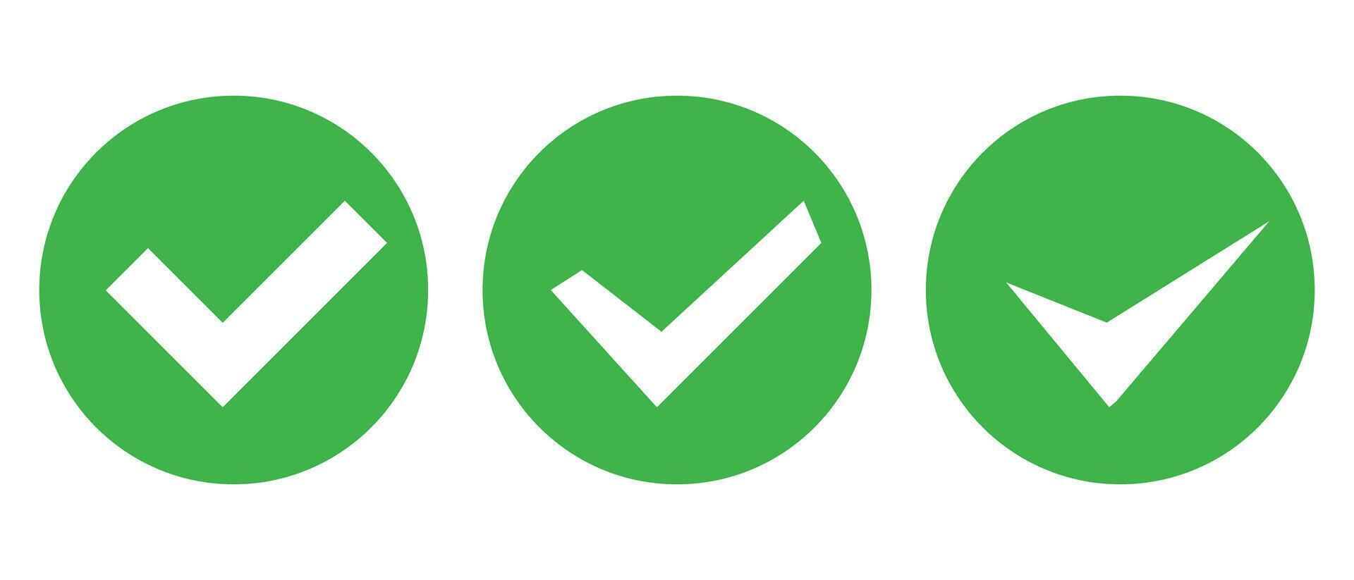 Set of check mark icons in various shapes. Success or authentication. vector
