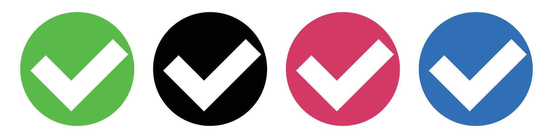 Set of circle check mark icons vector