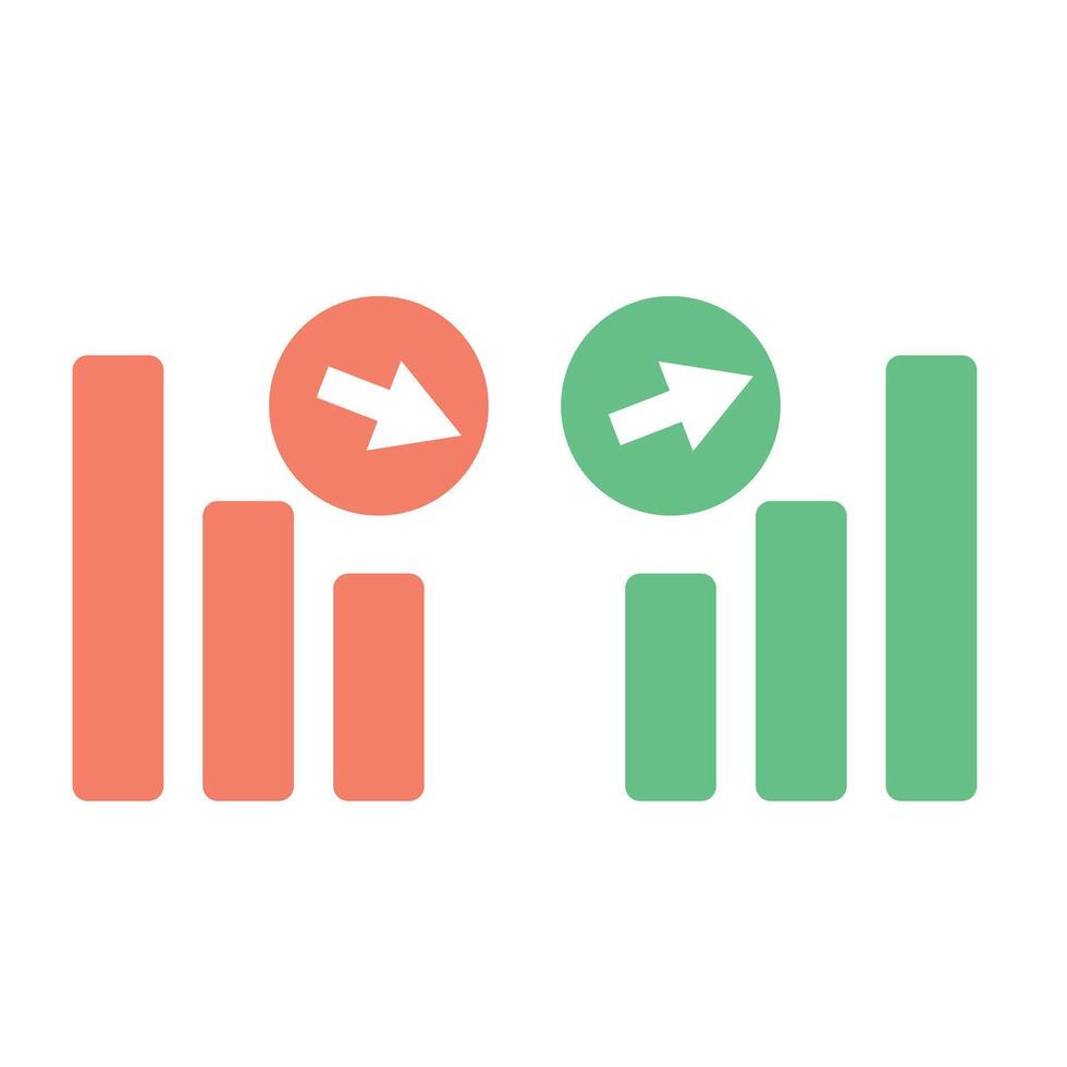 A set of icons for decreasing and increasing bar graphs. Analysis chart. vector