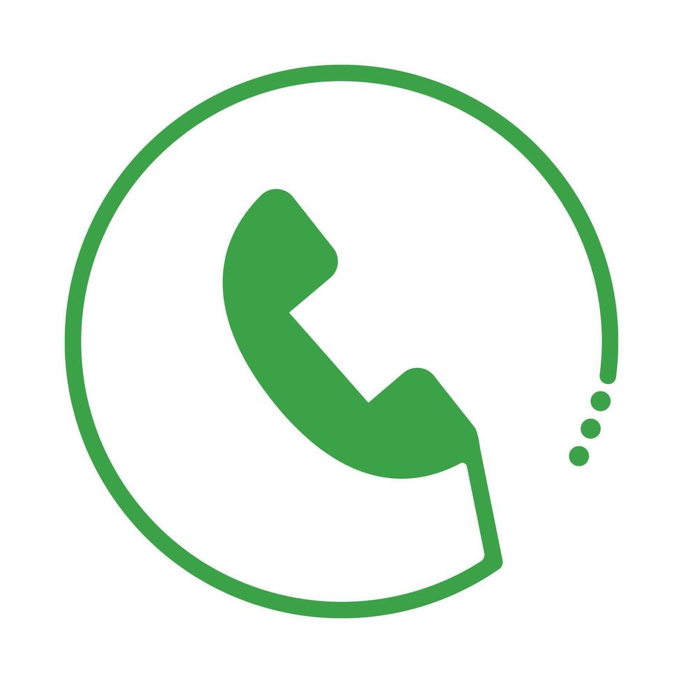 A phone icon in a green circle. vector
