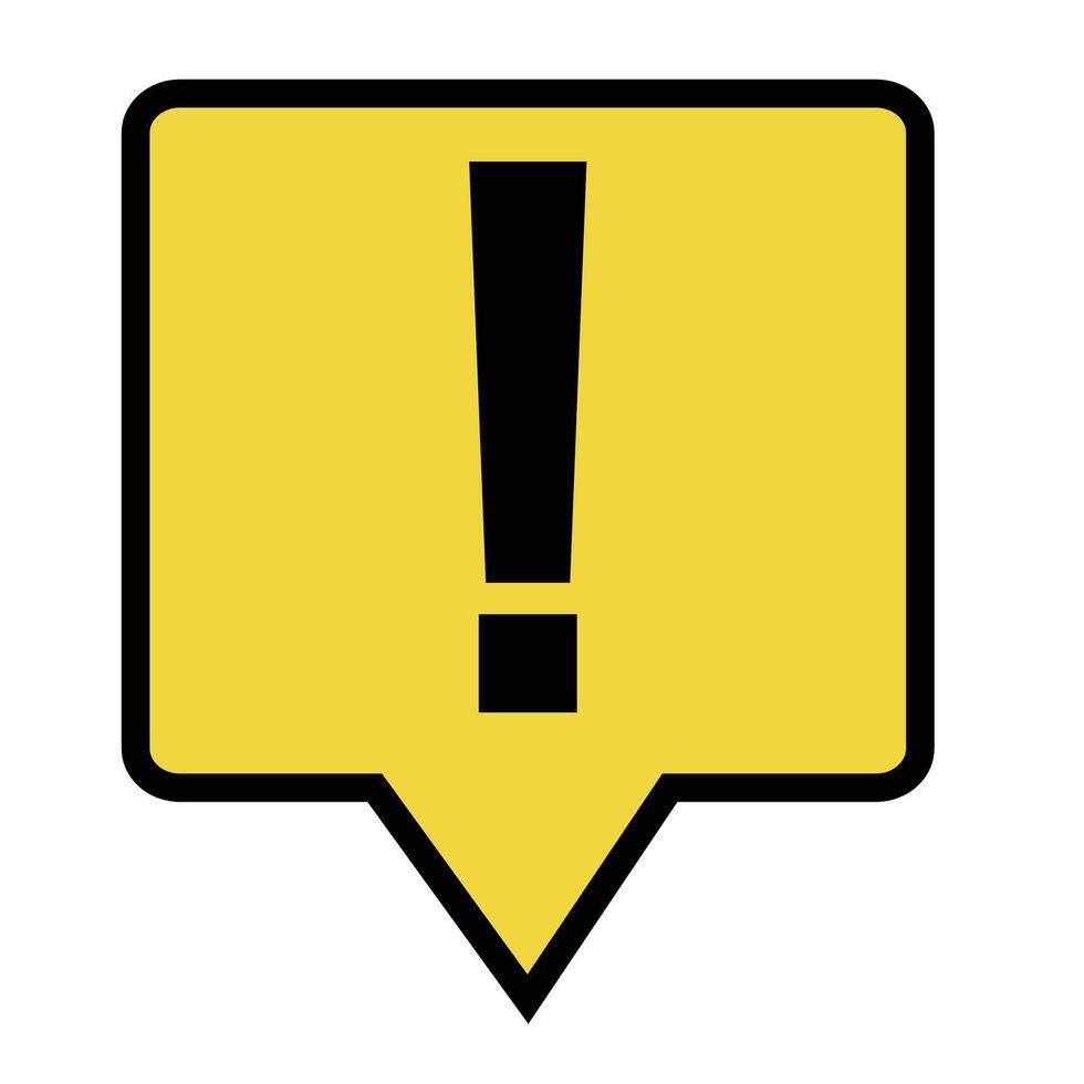 Exclamation balloon icon meaning caution, danger or alert. vector