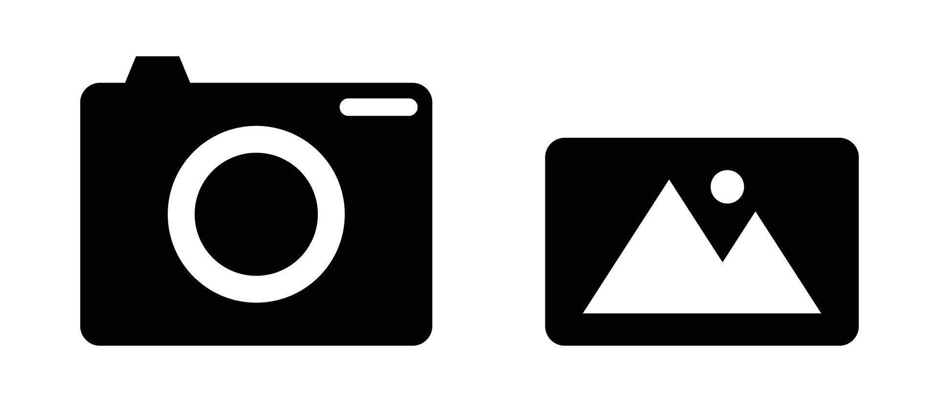 Camera and photo silhouette icon set. vector