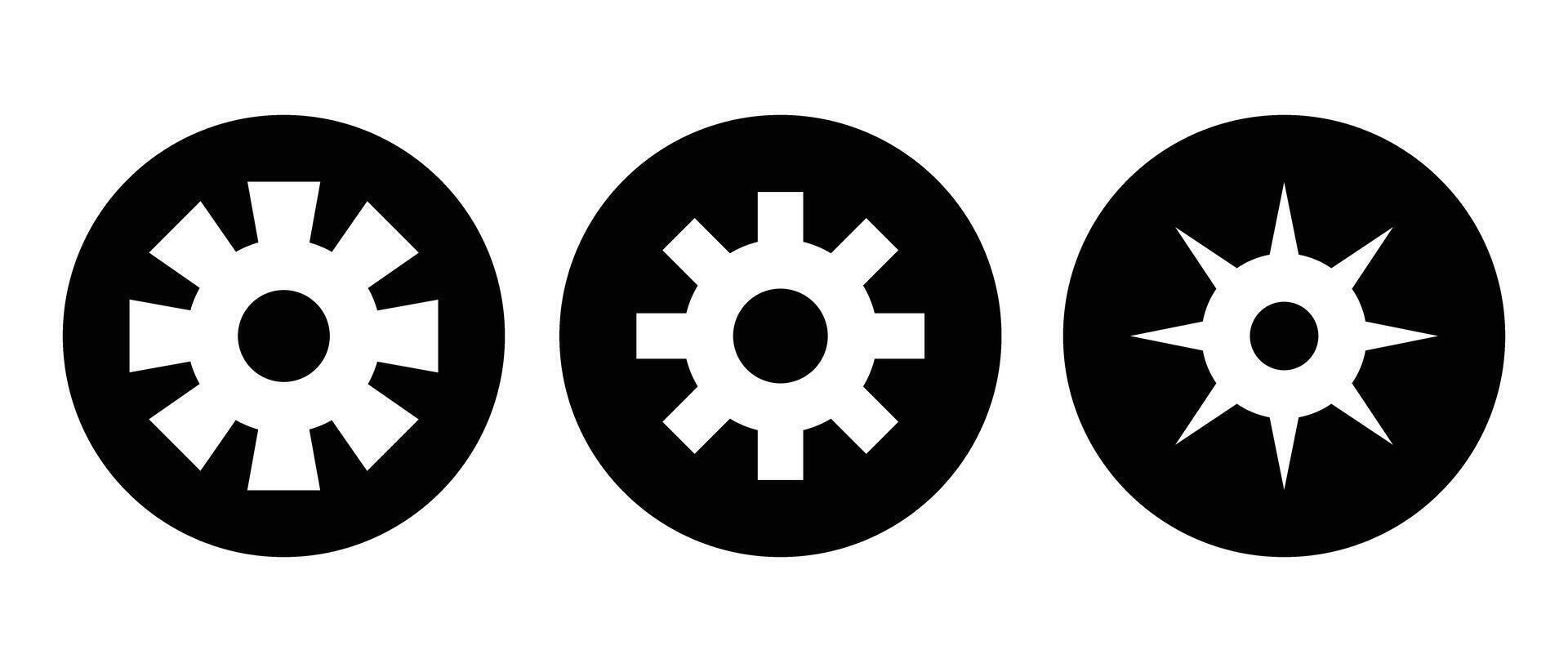 A set of gear icons in various shapes. vector